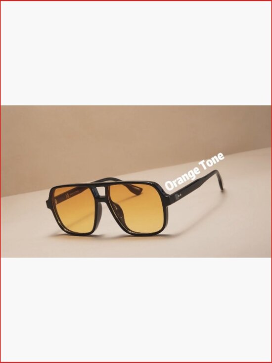 Oversized Aviator Square Frame Sunglasses UV400 Protection main image 7
